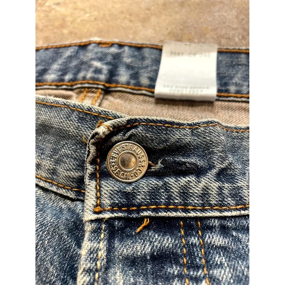 Levi's 501 Straight Jeans Men 40x32 Blue Denim Logo Cotton High Rise Regular Fit